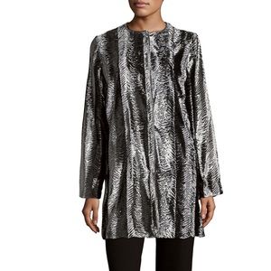 Tahari Faux Fur Jenna Topper with Chain Neckline - S